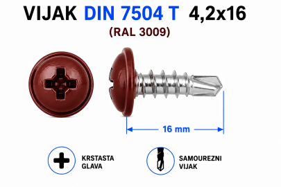 VIJAK DIN 7504 T 4,2x16 (RAL 3009)